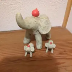 りんごを頭にのせたゾウ　3つセット　ぞう　象　置物
