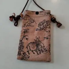 鳥獣戯画 布製サコッシュ