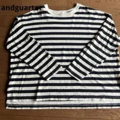 and guarterカットソーボーダー柄長袖フリーサイズ