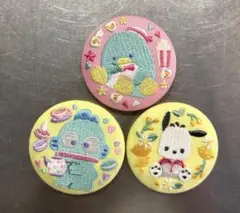 サンリオ　ポチャッコ　ハンギョドン　タキシードサム　刺繍缶バッジ　セット