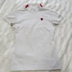 PEARLY GATES モックネックシャツSS ホワイト✕レッドカラー