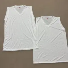 Hanes ホワイト Vネック タンクトップ LL
