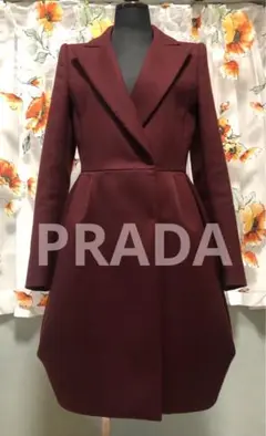 PRADA コート コレクションライン バージンウール100% ワインレッド美品