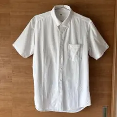 ユニクロUNIQLO ホワイト半袖シャツ Lサイズ ボタンダウン　イージーケア