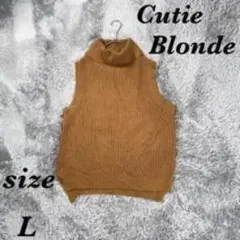 Cutie Blonde (L) ニットベスト タートルネック 秋服 薄手