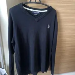 U.S. POLO ASSN. 黒 Vネックニット L