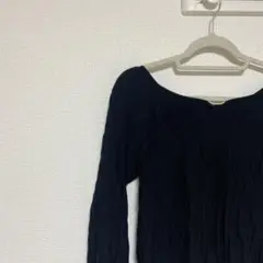 胸元金具パーツトップス 8分丈 ブラック