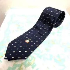 【可愛いペンギン刺繍 】メンズネクタイ ネイビー　クリーニング済み