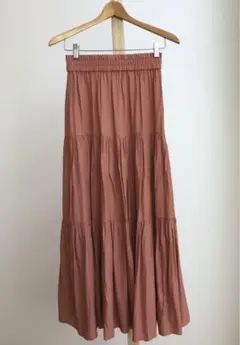 《即日発送》#H&M テラコッタ ティアードフレアスカート ロング