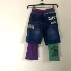 デニムハーフパンツ LET'S LIVE WITH A SMILE