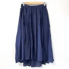 ◉selectione　膝丈ギャザースカート　ネイビー　ウェストゴム　M