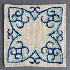 アイヌ文様　刺繍コースター　2枚組