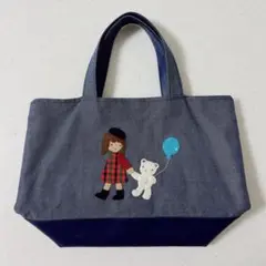 【美品】familiar デニム ミニトートバッグ
