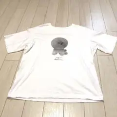 今日だけ価格。ユニクロ白モノトーンふわふわワンちゃんが可愛い綿100%カットソー