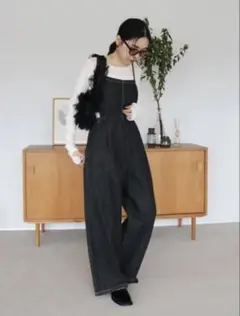美品 Ungrid サイドオープンデニムサロペット