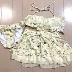 【匿名配送】アースミュージック&エコロジー 水着 黄色 花柄 3点セット