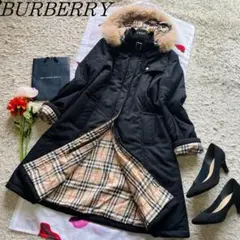 【美品】BURBERRY LONDON中綿ロングコート ノバチェック ブラックM