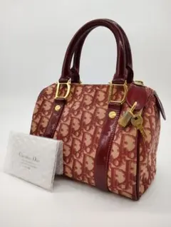 【極美品】Christian Dior トロッター ミニボストンバッグ ボルドー