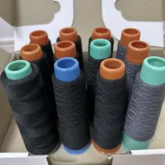 工業用スパンミシン糸 細巻き 60番 黒系 グレー系 12本まとめ売り