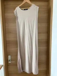 nano ベージュ ノースリーブ ロングワンピース
