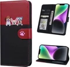 ﻿iphone15ケース　手帳型　犬柄　シンプルスマホケース　iphoneケース