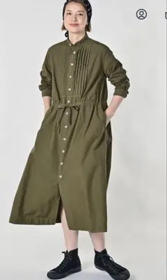 45R美品コンパクトダンプのピンタックシャツドレス