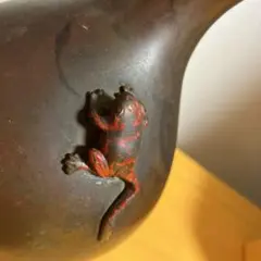 瓢箪に蛙 青銅 古美術