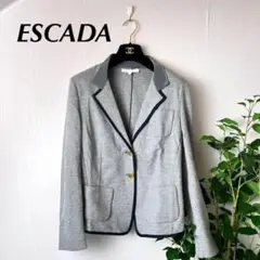220809 ESCADA リラックスストレッチジャケット 金ボタン ボーダー