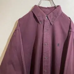 90s Polo ラルフローレン/刺繍 ビッグサイズ BDシャツ XL ボルドー