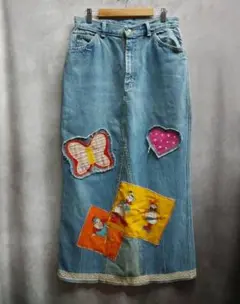 y2k　リメイク　デニムスカート　Lee　USA製　ワッペン　平成　古着　訳あり