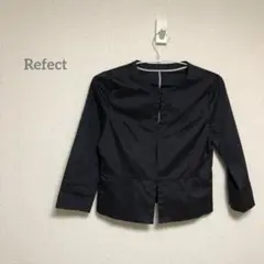 【 Refect 】ノーカラージャケット 紺 シンプル　スタイリッシュ　b045