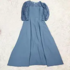 美品✨GIRLレース切替えパフスリーブフレアロングワンピース　大きいサイズ