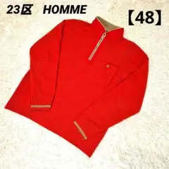 ✨美品✨23区HOMME【48】ハーフジップ ニット セーター 赤 ウール