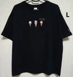 PEANUTS SNOOPY Tシャツ L レディース ブラック 黒 アイス柄