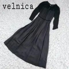 velnica ヴェルニカ リネン混 クラシカルレースロングワンピース ブラック