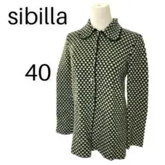 レア Sybilla ニットジャケット ブロックチェック 40 グリーン 417