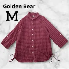 Golden Bear バーガンディ チェックシャツ M 五分袖 着回し抜群