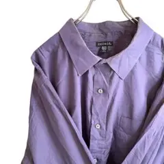 無地　レギュラー　GEORGE ジョージ　長袖シャツ　パープル　3XL