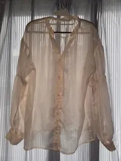 mystic シースルー ベージュシャツ Fサイズ