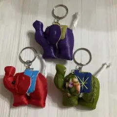 カラフル象のキーリングセット タイ土産 3種