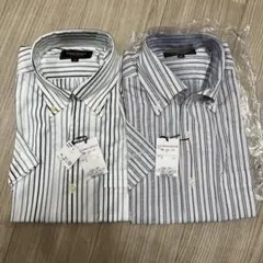 新品2点セット　Paul Stuart ストライプ 半袖ドレスシャツ M