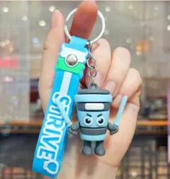 カプチーノアサシーノ　キャラクター型シリコンキーホルダー 青色