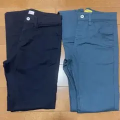 スキニーパンツ 黒 緑2色セット　しまむら　CLOSSHI L M