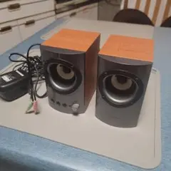 木目調 PCスピーカー 3.5mmジャック