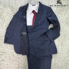 《良品》バーバリー セットアップスーツ ネイビー／グレー サイズM相当