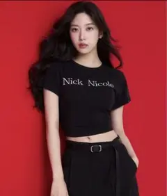 NICK&NICOLE クロップ Tシャツ　チャコール　ニックニコル　新品