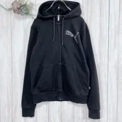 ☆プーマ キッズ パーカー フード付き ジッパー 黒 ブラック