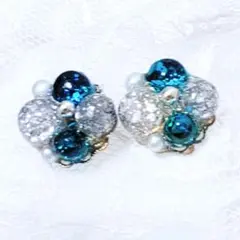 ハンドメイド レジン アクセサリー ピアス 大人可愛い ビジュー