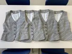 事務服 ベスト グレー チェック 4点セット 11号 13号 17号
