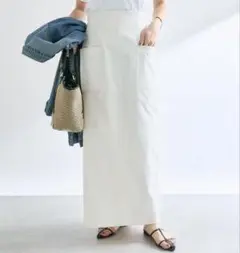 イージーな履き心地　ツイルストレッチIラインスカート　36
